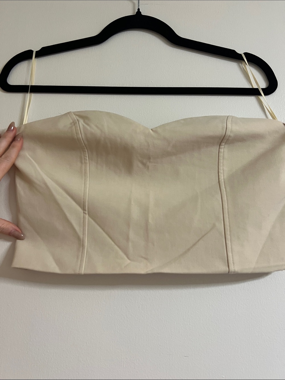 OAK + FORT Cream Strapless Bustier Top